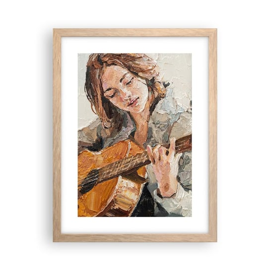 Obraz - Plakat - Koncert na gitarę i dziewczęce serce - 30x40cm - Gitara Muzyka Dziewczyna - Foto Plakaty na ścianę w ramie jasny dąb - Plakat do Salonu Sypialni ARTTOR ARTTOR