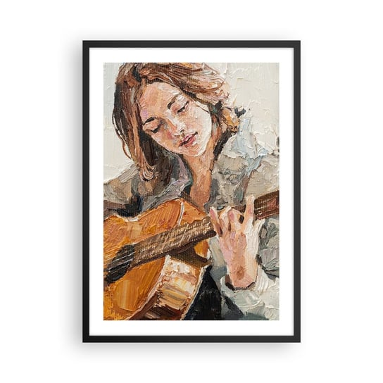 Obraz - Plakat - Koncert na gitarę i dziewczęce serce - 50x70cm - Gitara Muzyka Dziewczyna - Nowoczesny modny obraz Plakat czarna rama ARTTOR ARTTOR