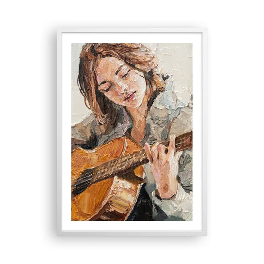 Obraz - Plakat - Koncert na gitarę i dziewczęce serce - 50x70cm - Gitara Muzyka Dziewczyna - Nowoczesny modny obraz Plakat rama biała ARTTOR ARTTOR