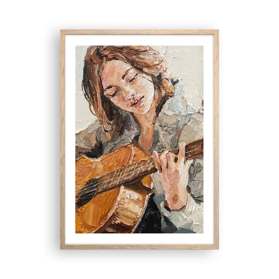 Obraz - Plakat - Koncert na gitarę i dziewczęce serce - 50x70cm - Gitara Muzyka Dziewczyna - Nowoczesny modny obraz Plakat rama jasny dąb ARTTOR ARTTOR