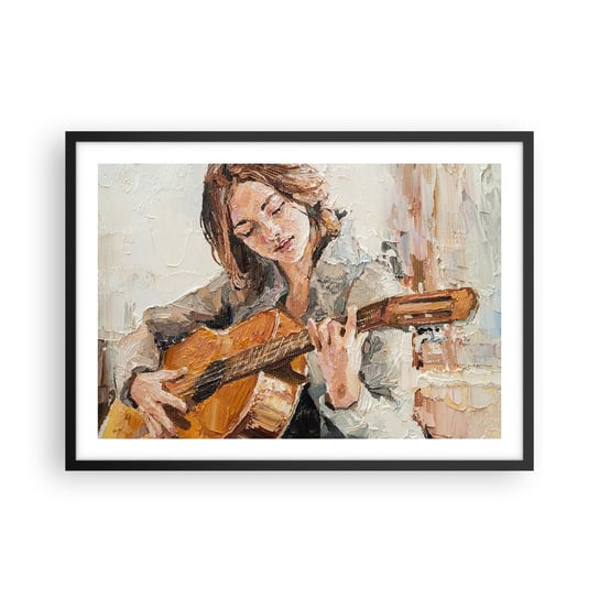 Obraz - Plakat - Koncert na gitarę i dziewczęce serce - 70x50cm - Gitara Muzyka Dziewczyna - Nowoczesny modny obraz Plakat czarna rama ARTTOR ARTTOR