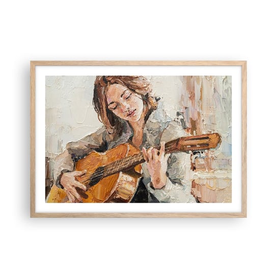 Obraz - Plakat - Koncert na gitarę i dziewczęce serce - 70x50cm - Gitara Muzyka Dziewczyna - Nowoczesny modny obraz Plakat rama jasny dąb ARTTOR ARTTOR
