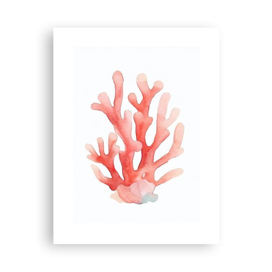 Obraz - Plakat - Koral koloru koralowego - 30x40cm - Rafa Koralowa Nadmorski Minimalizm - Foto Plakaty na ścianę bez ramy - Plakat do Salonu Sypialni ARTTOR ARTTOR