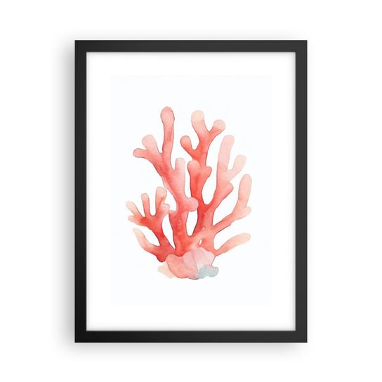 Obraz - Plakat - Koral koloru koralowego - 30x40cm - Rafa Koralowa Nadmorski Minimalizm - Foto Plakaty na ścianę w czarnej ramie - Plakat do Salonu Sypialni ARTTOR ARTTOR