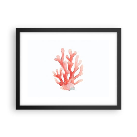 Obraz - Plakat - Koral koloru koralowego - 40x30cm - Rafa Koralowa Nadmorski Minimalizm - Foto Plakaty na ścianę w czarnej ramie - Plakat do Salonu Sypialni ARTTOR ARTTOR