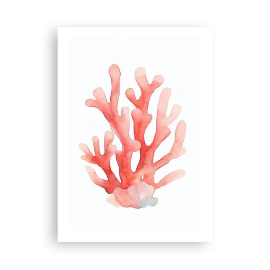 Obraz - Plakat - Koral koloru koralowego - 50x70cm - Rafa Koralowa Nadmorski Minimalizm - Nowoczesny modny obraz Plakat bez ramy do Salonu Sypialni ARTTOR ARTTOR