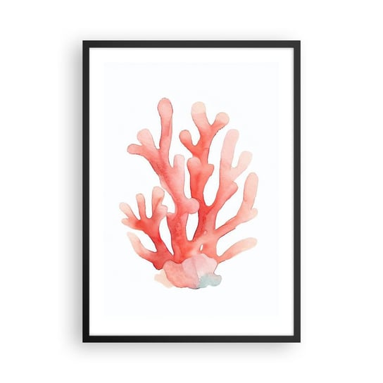 Obraz - Plakat - Koral koloru koralowego - 50x70cm - Rafa Koralowa Nadmorski Minimalizm - Nowoczesny modny obraz Plakat czarna rama ARTTOR ARTTOR
