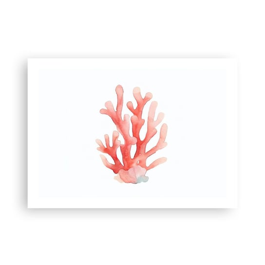 Obraz - Plakat - Koral koloru koralowego - 70x50cm - Rafa Koralowa Nadmorski Minimalizm - Nowoczesny modny obraz Plakat bez ramy do Salonu Sypialni ARTTOR ARTTOR