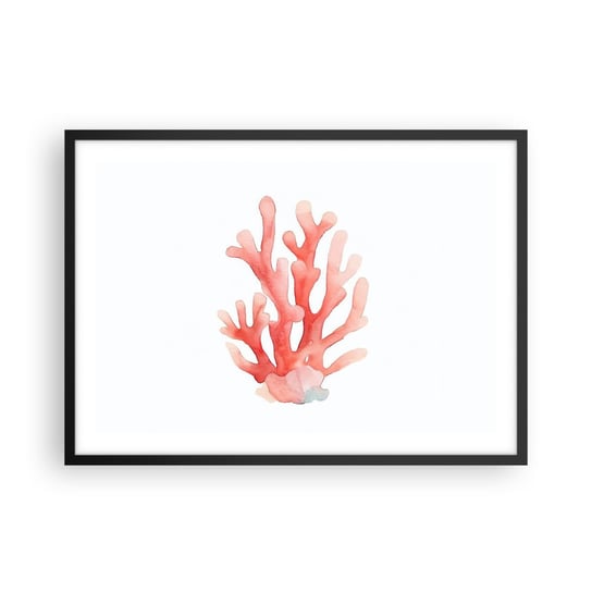 Obraz - Plakat - Koral koloru koralowego - 70x50cm - Rafa Koralowa Nadmorski Minimalizm - Nowoczesny modny obraz Plakat czarna rama ARTTOR ARTTOR