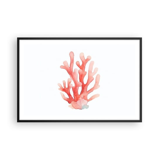 Obraz - Plakat - Koral koloru koralowego - 91x61cm - Rafa Koralowa Nadmorski Minimalizm - Foto Plakaty na ścianę w czarnej ramie - Plakat do Salonu Sypialni ARTTOR ARTTOR