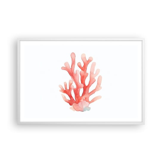 Obraz - Plakat - Koral koloru koralowego - 91x61cm - Rafa Koralowa Nadmorski Minimalizm - Foto Plakaty na ścianę w ramie białej - Plakat do Salonu Sypialni ARTTOR ARTTOR