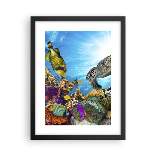 Obraz - Plakat - Koralowa promenada - 30x40cm - Rafa Koralowa Morze Podwodny Świat - Foto Plakaty na ścianę w czarnej ramie - Plakat do Salonu Sypialni ARTTOR ARTTOR