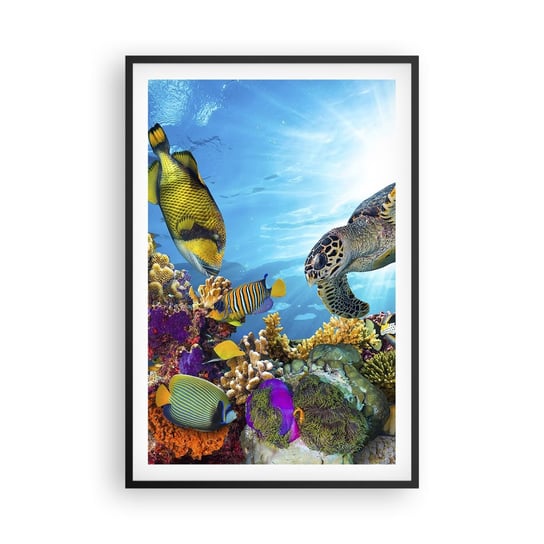 Obraz - Plakat - Koralowa promenada - 61x91cm - Rafa Koralowa Morze Podwodny Świat - Foto Plakaty na ścianę w czarnej ramie - Plakat do Salonu Sypialni ARTTOR ARTTOR