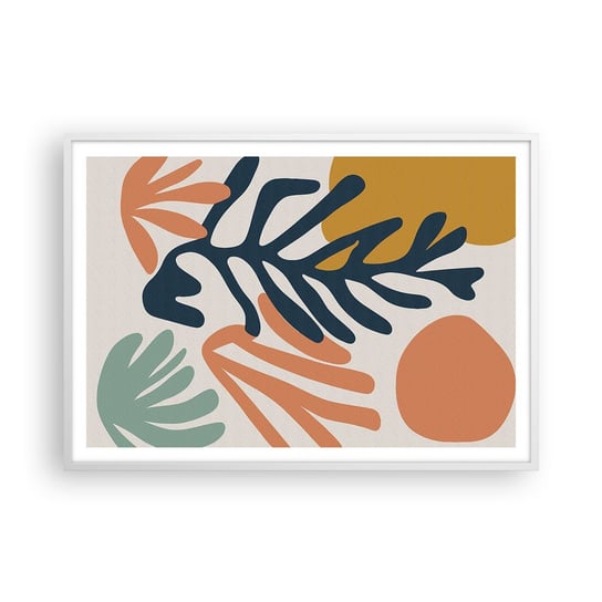 Obraz - Plakat - Koralowe morza - 100x70cm - Boho Minimalistyczny Liść - Foto Plakaty w ramie koloru białego do Salonu Sypialni ARTTOR ARTTOR