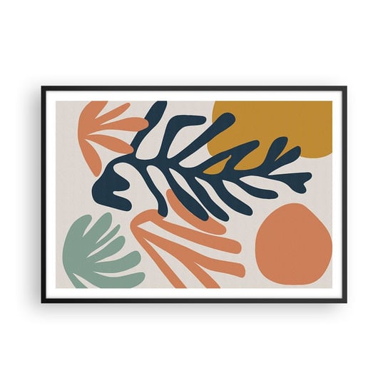 Obraz - Plakat - Koralowe morza - 100x70cm - Boho Minimalistyczny Liść - Foto Plakaty w ramie koloru czarnego do Salonu Sypialni ARTTOR ARTTOR