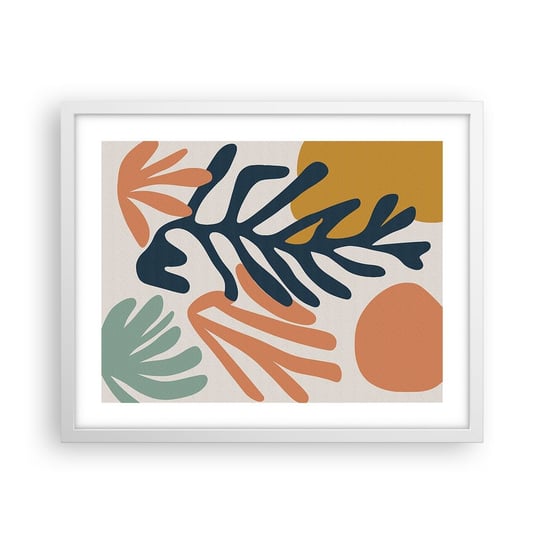 Obraz - Plakat - Koralowe morza - 50x40cm - Boho Minimalistyczny Liść - Foto Plakaty w ramie koloru białego do Salonu Sypialni ARTTOR ARTTOR
