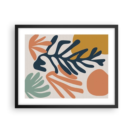 Obraz - Plakat - Koralowe morza - 50x40cm - Boho Minimalistyczny Liść - Foto Plakaty w ramie koloru czarnego do Salonu Sypialni ARTTOR ARTTOR