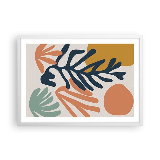 Obraz - Plakat - Koralowe morza - 70x50cm - Boho Minimalistyczny Liść - Nowoczesny modny obraz Plakat rama biała ARTTOR ARTTOR