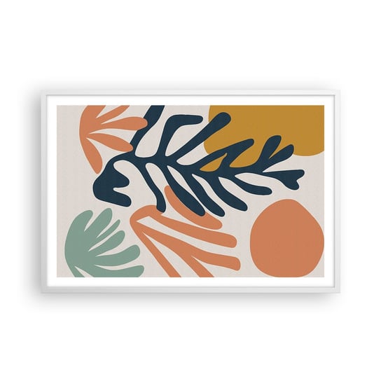 Obraz - Plakat - Koralowe morza - 91x61cm - Boho Minimalistyczny Liść - Foto Plakaty na ścianę w ramie białej - Plakat do Salonu Sypialni ARTTOR ARTTOR