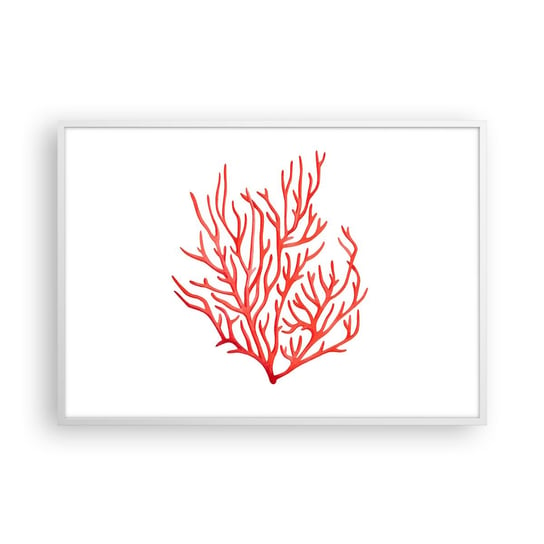 Obraz - Plakat - Koralowy filigran - 100x70cm - Rafa Koralowa Nadmorski Minimalistyczny - Foto Plakaty w ramie koloru białego do Salonu Sypialni ARTTOR ARTTOR