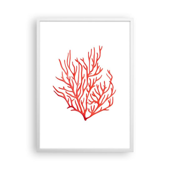 Obraz - Plakat - Koralowy filigran - 50x70cm - Rafa Koralowa Nadmorski Minimalistyczny - Nowoczesny modny obraz Plakat rama biała ARTTOR ARTTOR
