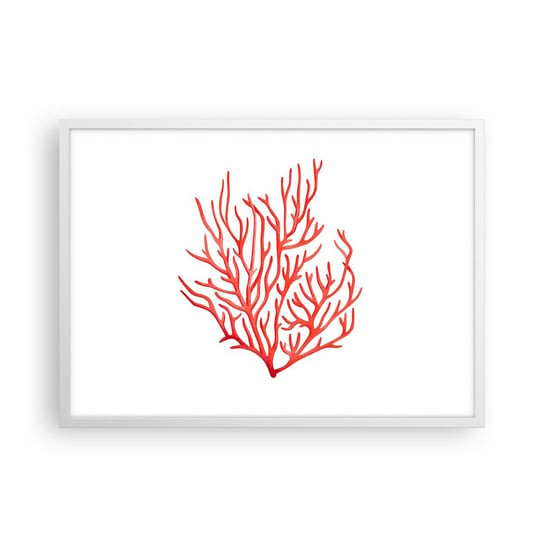 Obraz - Plakat - Koralowy filigran - 70x50cm - Rafa Koralowa Nadmorski Minimalistyczny - Nowoczesny modny obraz Plakat rama biała ARTTOR ARTTOR