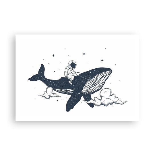 Obraz - Plakat - Kosmiczna przygoda - 100x70cm - Wieloryb Astronauta Fantazja - Foto Plakaty bez ramy na ścianę do Salonu Sypialni ARTTOR ARTTOR