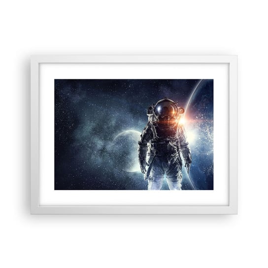 Obraz - Plakat - Kosmiczna przygoda - 40x30cm - Kosmos Astronauta Gwiazdy - Foto Plakaty na ścianę w ramie białej - Plakat do Salonu Sypialni ARTTOR ARTTOR