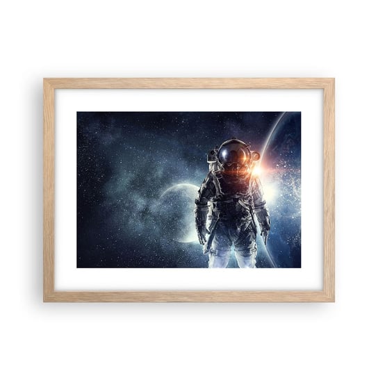 Obraz - Plakat - Kosmiczna przygoda - 40x30cm - Kosmos Astronauta Gwiazdy - Foto Plakaty na ścianę w ramie jasny dąb - Plakat do Salonu Sypialni ARTTOR ARTTOR