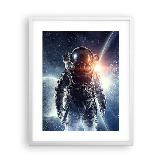 Obraz - Plakat - Kosmiczna przygoda - 40x50cm - Kosmos Astronauta Gwiazdy - Foto Plakaty w ramie koloru białego do Salonu Sypialni ARTTOR ARTTOR