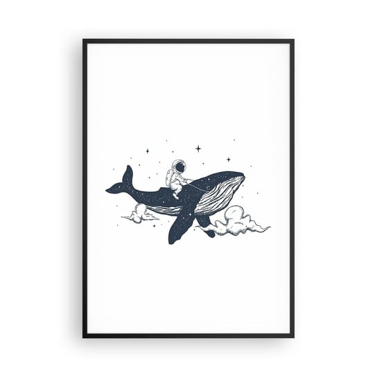 Obraz - Plakat - Kosmiczna przygoda - 70x100cm - Wieloryb Astronauta Fantazja - Foto Plakaty w ramie koloru czarnego do Salonu Sypialni ARTTOR ARTTOR