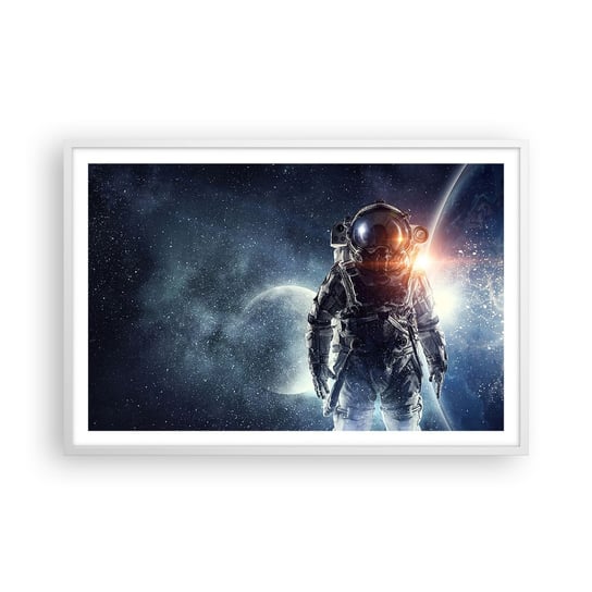 Obraz - Plakat - Kosmiczna przygoda - 91x61cm - Kosmos Astronauta Gwiazdy - Foto Plakaty na ścianę w ramie białej - Plakat do Salonu Sypialni ARTTOR ARTTOR