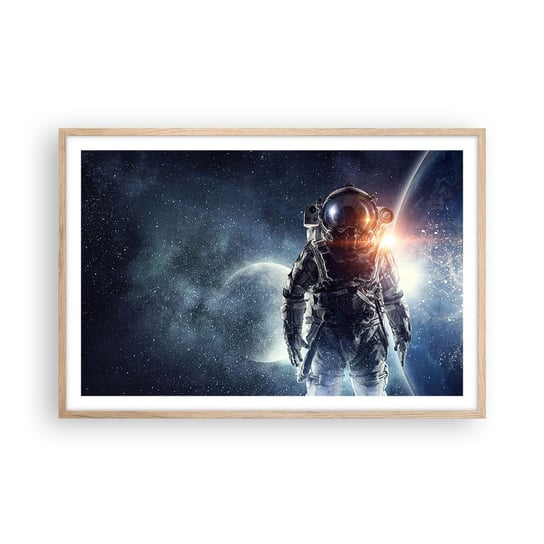 Obraz - Plakat - Kosmiczna przygoda - 91x61cm - Kosmos Astronauta Gwiazdy - Foto Plakaty na ścianę w ramie jasny dąb - Plakat do Salonu Sypialni ARTTOR ARTTOR