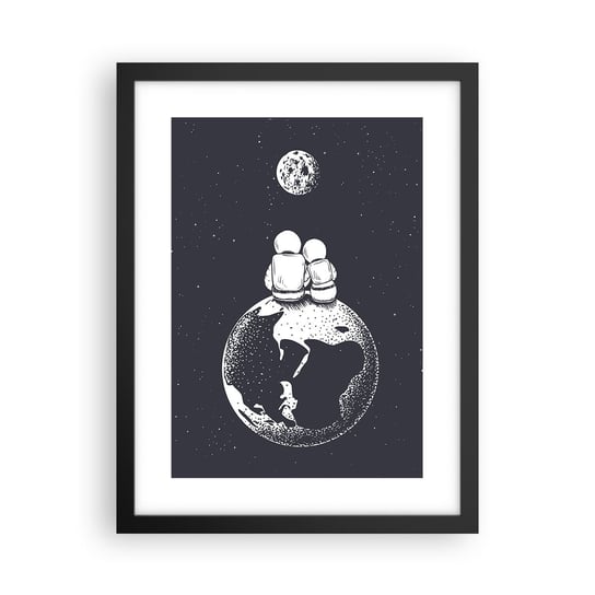 Obraz - Plakat - Kosmiczne love story - 30x40cm - Kosmos Astronauci Miłość - Foto Plakaty na ścianę w czarnej ramie - Plakat do Salonu Sypialni ARTTOR ARTTOR