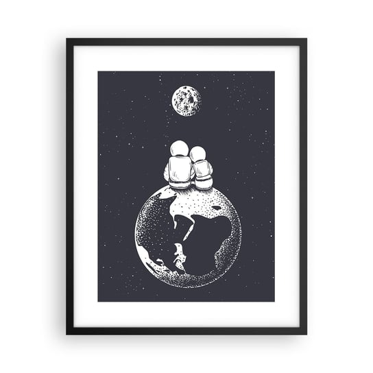 Obraz - Plakat - Kosmiczne love story - 40x50cm - Kosmos Astronauci Miłość - Foto Plakaty w ramie koloru czarnego do Salonu Sypialni ARTTOR ARTTOR