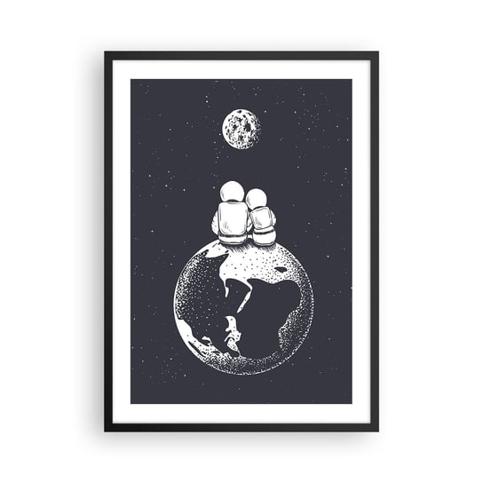 Obraz - Plakat - Kosmiczne love story - 50x70cm - Kosmos Astronauci Miłość - Nowoczesny modny obraz Plakat czarna rama ARTTOR ARTTOR