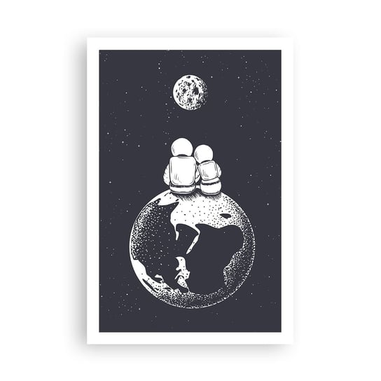 Obraz - Plakat - Kosmiczne love story - 61x91cm - Kosmos Astronauci Miłość - Foto Plakaty na ścianę bez ramy - Plakat do Salonu Sypialni ARTTOR ARTTOR