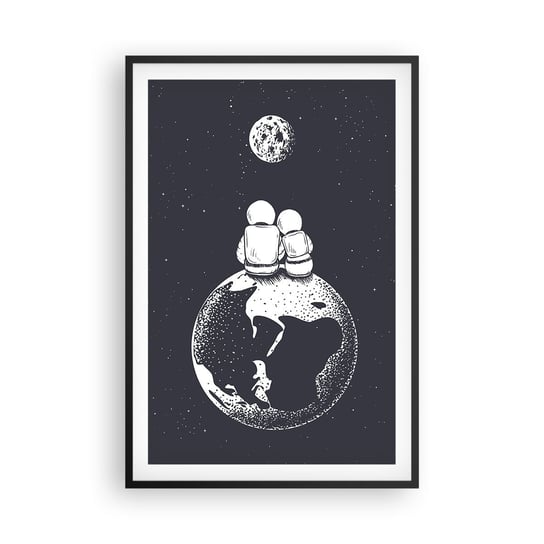 Obraz - Plakat - Kosmiczne love story - 61x91cm - Kosmos Astronauci Miłość - Foto Plakaty na ścianę w czarnej ramie - Plakat do Salonu Sypialni ARTTOR ARTTOR