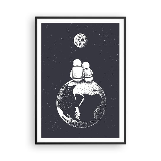 Obraz - Plakat - Kosmiczne love story - 70x100cm - Kosmos Astronauci Miłość - Foto Plakaty w ramie koloru czarnego do Salonu Sypialni ARTTOR ARTTOR