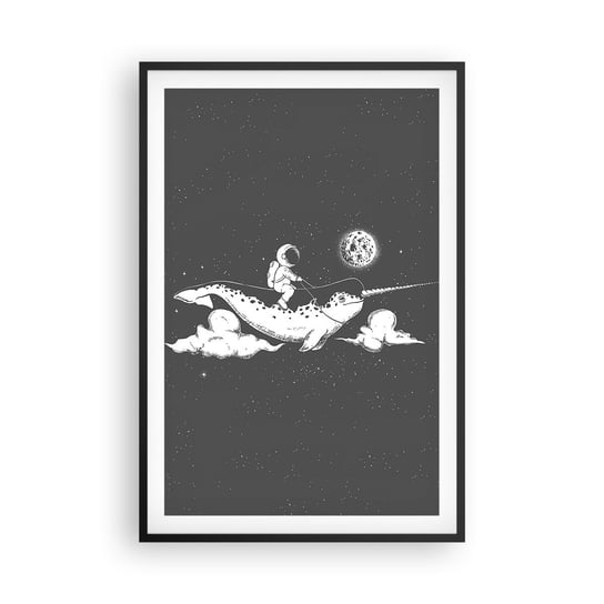 Obraz - Plakat - Kosmiczny jeździec - 61x91cm - Narwal Astronauta Kosmos - Foto Plakaty na ścianę w czarnej ramie - Plakat do Salonu Sypialni ARTTOR ARTTOR