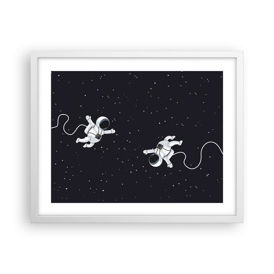 Obraz - Plakat - Kosmiczny pląs - 50x40cm - Abstrakcja Astronauta Kosmos - Foto Plakaty w ramie koloru białego do Salonu Sypialni ARTTOR ARTTOR