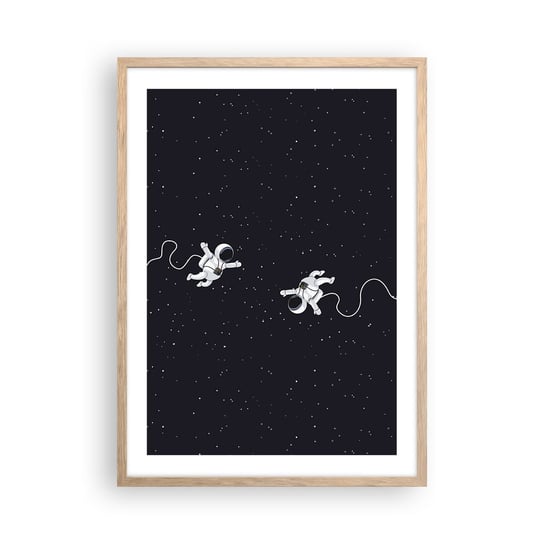Obraz - Plakat - Kosmiczny pląs - 50x70cm - Abstrakcja Astronauta Kosmos - Nowoczesny modny obraz Plakat rama jasny dąb ARTTOR ARTTOR