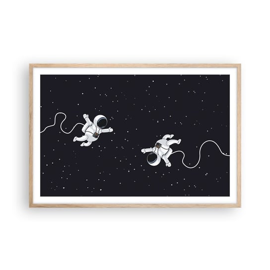 Obraz - Plakat - Kosmiczny pląs - 91x61cm - Abstrakcja Astronauta Kosmos - Foto Plakaty na ścianę w ramie jasny dąb - Plakat do Salonu Sypialni ARTTOR ARTTOR