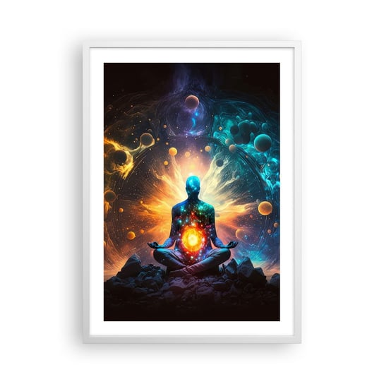 Obraz - Plakat - Kosmiczny spokój - 50x70cm - Fantasy Wszechświat Energia - Nowoczesny modny obraz Plakat rama biała ARTTOR ARTTOR