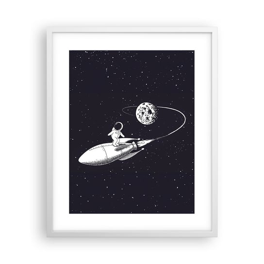 Obraz - Plakat - Kosmiczny surfer - 40x50cm - Kosmos Rakieta Kosmiczna Dziecięce - Foto Plakaty w ramie koloru białego do Salonu Sypialni ARTTOR ARTTOR