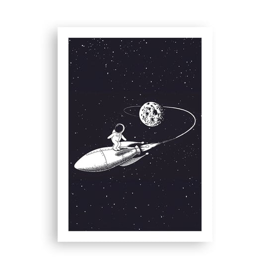 Obraz - Plakat - Kosmiczny surfer - 50x70cm - Kosmos Rakieta Kosmiczna Dziecięce - Nowoczesny modny obraz Plakat bez ramy do Salonu Sypialni ARTTOR ARTTOR