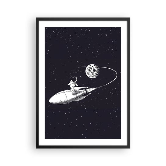 Obraz - Plakat - Kosmiczny surfer - 50x70cm - Kosmos Rakieta Kosmiczna Dziecięce - Nowoczesny modny obraz Plakat czarna rama ARTTOR ARTTOR