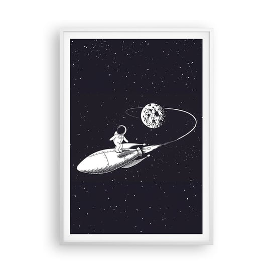 Obraz - Plakat - Kosmiczny surfer - 70x100cm - Kosmos Rakieta Kosmiczna Dziecięce - Foto Plakaty w ramie koloru białego do Salonu Sypialni ARTTOR ARTTOR