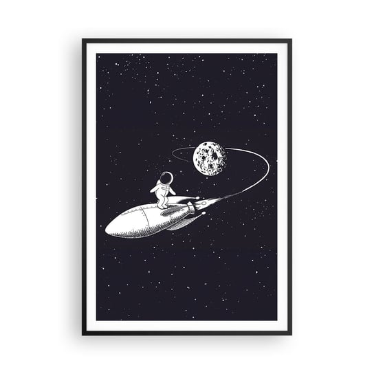 Obraz - Plakat - Kosmiczny surfer - 70x100cm - Kosmos Rakieta Kosmiczna Dziecięce - Foto Plakaty w ramie koloru czarnego do Salonu Sypialni ARTTOR ARTTOR