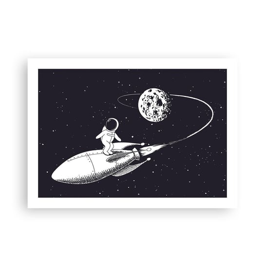 Obraz - Plakat - Kosmiczny surfer - 70x50cm - Kosmos Rakieta Kosmiczna Dziecięce - Nowoczesny modny obraz Plakat bez ramy do Salonu Sypialni ARTTOR ARTTOR